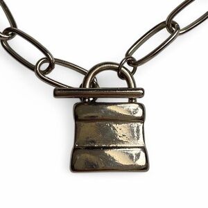 Forever 21 Silver Padlock Chain Necklace